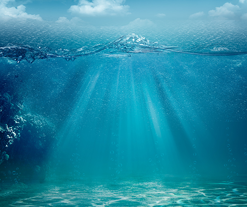 Underwater image of the sun shining "